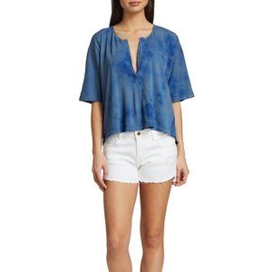 Raquel Allegra Blue Jersey Henley Tee